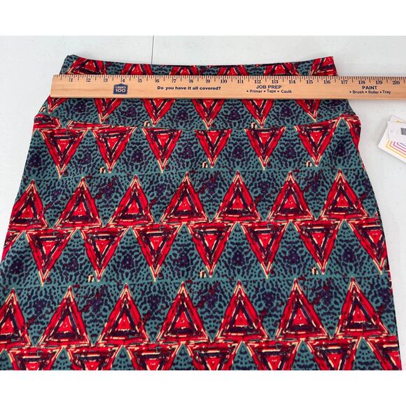 LuLaRoe Cassie Pencil Skirt Red Green Purple Triangle Geometric Print Women's XL - Picture 6 of 9
